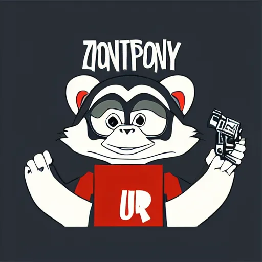 Image similar to “ logo of a upside down monkey in the style of zootopia holding laser gun, with a black background, digital art, award winning, trending on art station, retro style ”