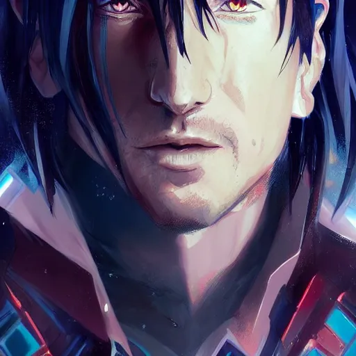 Prompt: An anime portrait of Trent Reznor in a cyberpunk setting, by Stanley Artgerm Lau, WLOP, Rossdraws, James Jean, Andrei Riabovitchev, Marc Simonetti, and Sakimichan, tranding on artstation