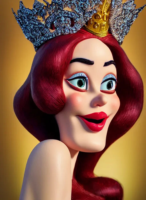 Prompt: closeup face profile portrait of a tin toy jessica rabbit as a fairytale princess wearing a crown eating cakes, bikini, depth of field, zeiss lens, detailed, symmetrical, centered, fashion photoshoot, by nicoletta ceccoli, mark ryden, lostfish, breathtaking, 8 k resolution, extremely detailed, beautiful, establishing shot, artistic, hyperrealistic, octane render