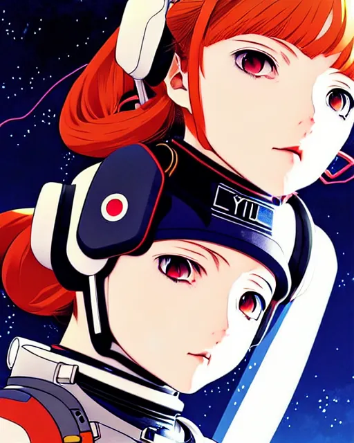 Prompt: ilya kuvshinov anime illustration of young astronaut girl, last exile, murata range, fine detail, perfect anime face, dramatic lighting, dynamic composition, art deco, cel shading, vivid, rich texture, yoshinari yoh, alphonse mucha, ( ( ( colorful ) ) )