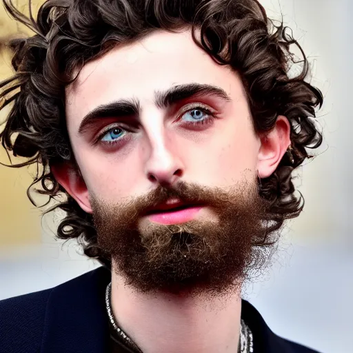 Prompt: bearded timothee chalamet experiencing homelessness