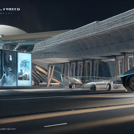 Image similar to sci-fi cars wall near structure on the coronation of napoleon painting and digital billboard in the middle, unreal engine 5, keyshot, octane, artstation trending, ultra high detail, ultra realistic, cinematic, 8k, 16k, in style of zaha hadid, in plastic, dark, tilt shift,