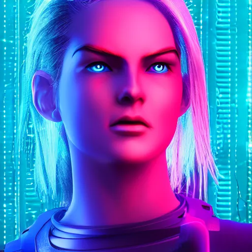 Prompt: android 18, cyberpunk, neon, rgb, glow, cinematic