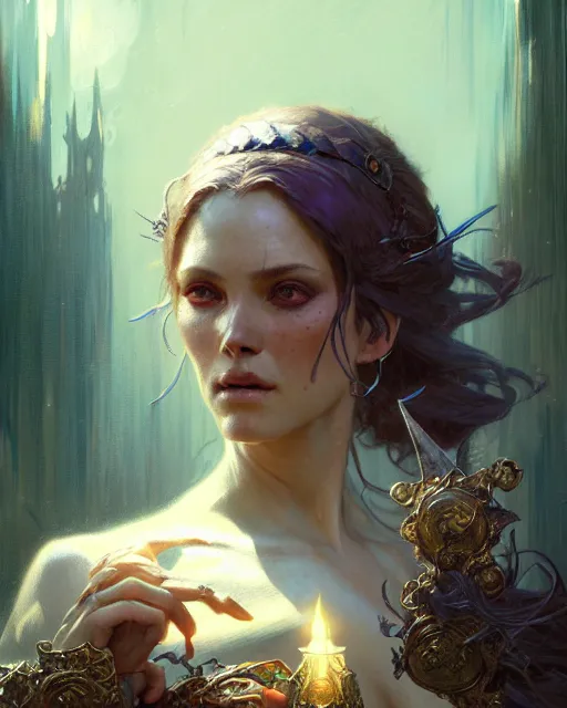 Image similar to woman witch, fantasy character portrait, ultra realistic, concept art, intricate details, highly detailed by greg rutkowski, gaston bussiere, craig mullins, simon bisley, alphonso mucha