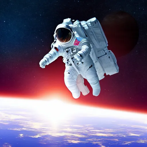 Image similar to astronaut floating in space, anime, starts in backgroud