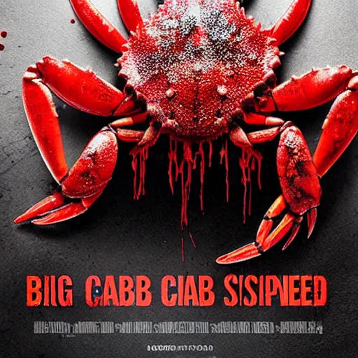 Image similar to big budget horror movie about a blood splattered crab