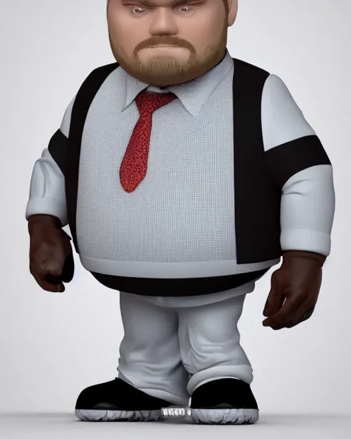 Image similar to full body 3d render of James Corden as a funko pop, studio lighting, white background, blender, trending on artstation, 8k, highly detailed , intricate details