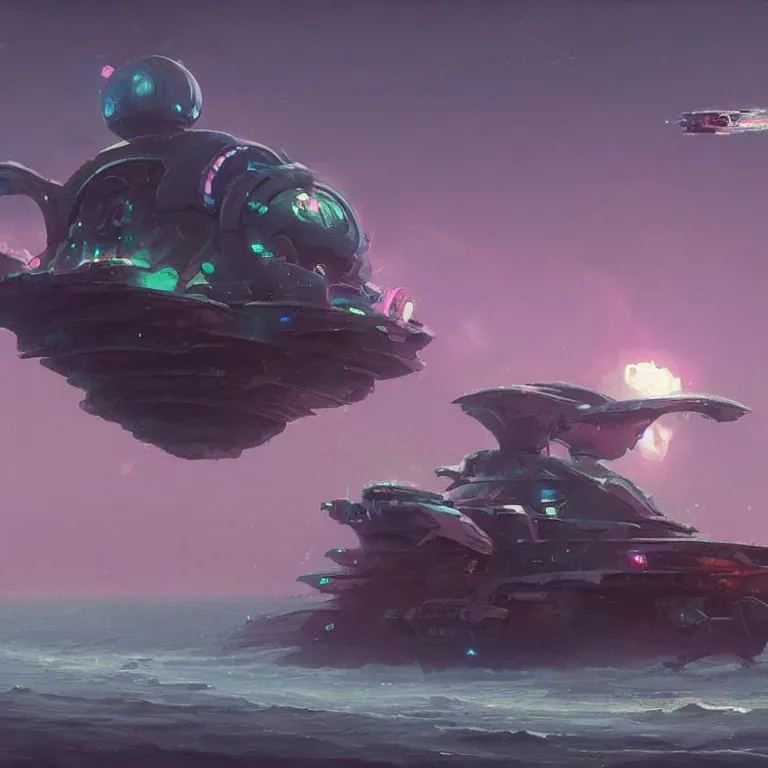 Image similar to mechanized hermit crab ship, sci-fi concept art, by John Harris, by Simon Stålenhag, highly detailed, award winning