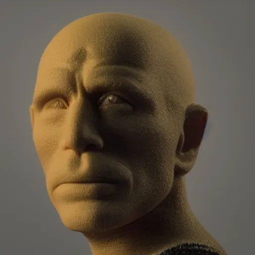 Prompt: a 3D printed polymer figurine of Ed Harris, studio lighting, F 1.4 Kodak Portra