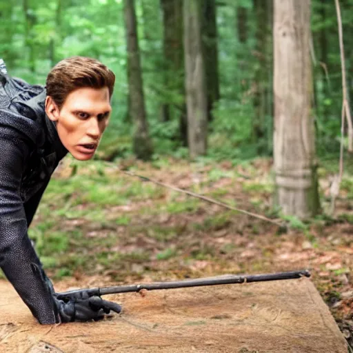 Image similar to Live Action Still of Jerma in The Hunger Games, real life, hyperrealistic, ultra realistic, realistic, highly detailed, epic, HD quality, 8k resolution, body and headshot, film still