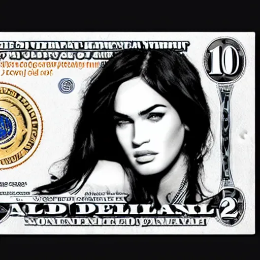 Image similar to us one! dollar!!! alternative! with the face of megan fox