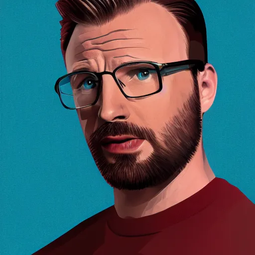 Image similar to portrait of chris evans, highly detailed, centered, solid color background, digital painting