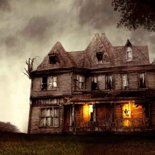 Prompt: a haunted house,