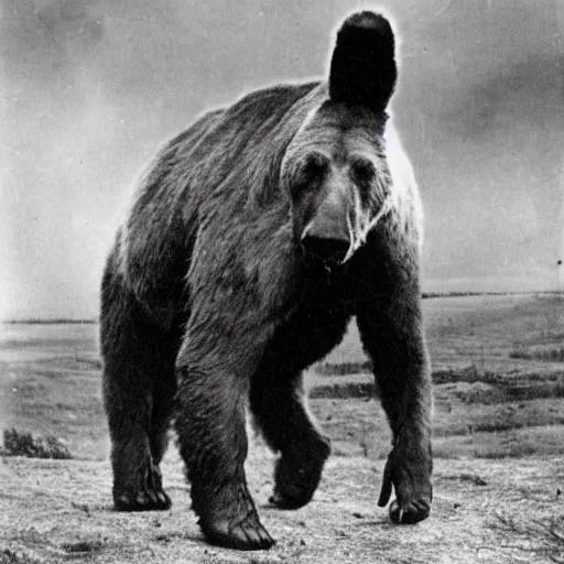 Image similar to world war 2 photo of a short faced bear