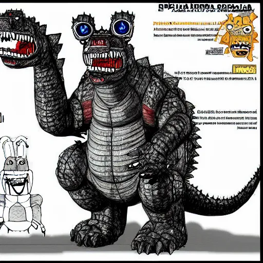 Godzilla as a fnaf animatronic, concept art Stable Diffusion OpenArt