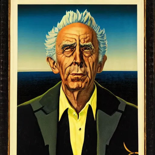 Image similar to a portrait of rick sanchez by chesley bonestell