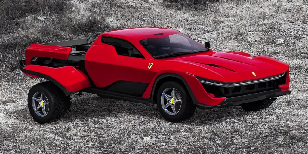 Image similar to “2021 Ferrari Pickup Truck, ultra realistic, 4K”