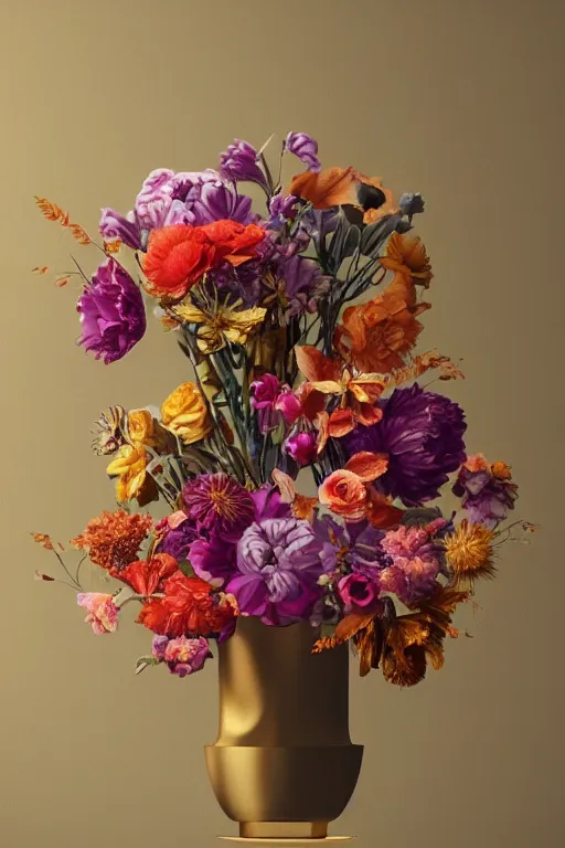 Prompt: beautiful amazing art of intricate flowers arrangement, modern color, by art by alesso baldovinetti, trending on artstation, featured on behance, octane render, vector art, f 4, golden ratio, well composed, cohesive.
