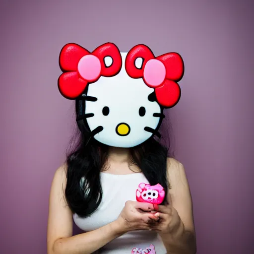 Image similar to Zombie Hello Kitty Cosplay, EOS-1D, f/1.4, ISO 200, 1/160s, 8K, RAW, unedited, symmetrical balance, in-frame