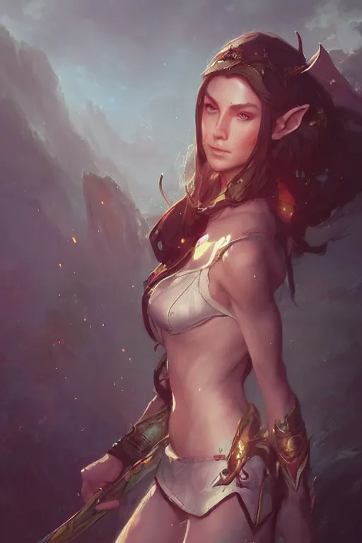 Image similar to A beautiful Elf woman by WLOP, greg rutkowski and ross tran