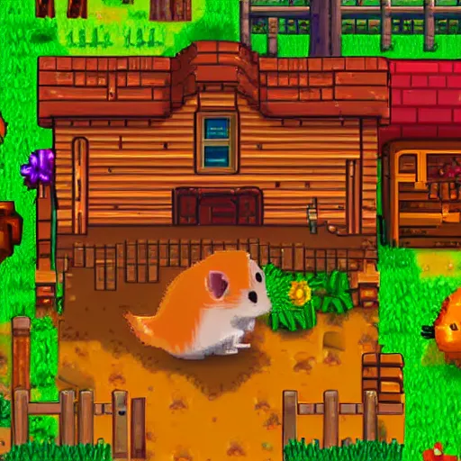 Image similar to a hamster in Stardew Valley