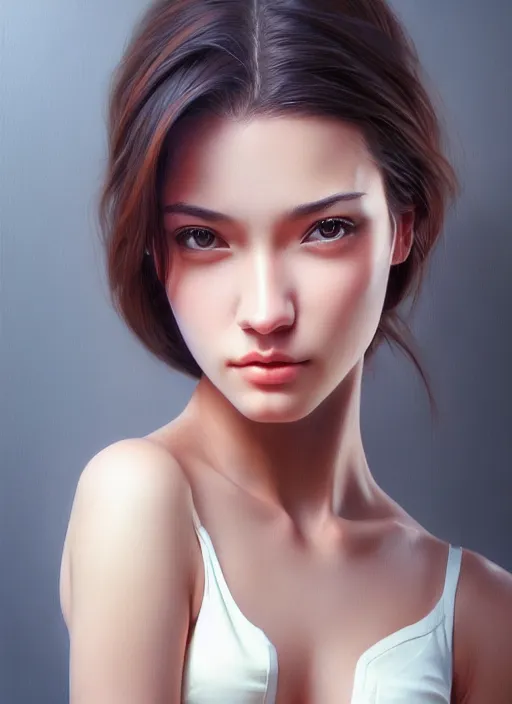 Image similar to photo of a gorgeous young woman in the style of stefan kostic, realistic, sharp focus, 8 k high definition, insanely detailed, intricate, elegant, art by stanley lau and artgerm