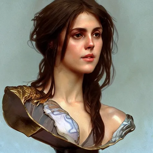 Image similar to amazing lifelike award winning marble bust of 18 year old Elizabeth Hurley trending on art station artgerm Greg rutkowski alphonse mucha cinematic