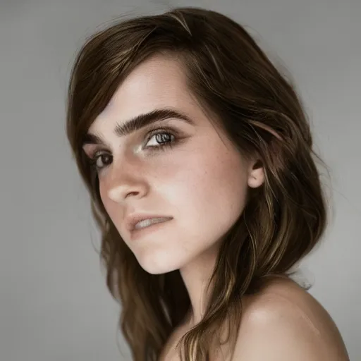 Image similar to a beautiful close - up shot of emma watson, beautiful soft light failling on her face, studio photography by annie leibovitz