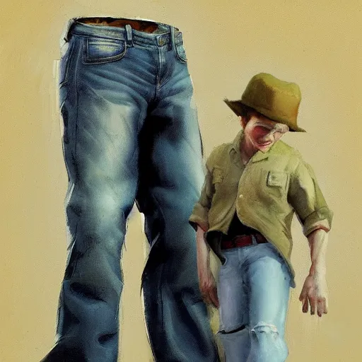 Prompt: a pair of jeans. by Craig mullins, Steve Purcell, Ralph McQuarrie. Trending on artstation. fashion, Centered image