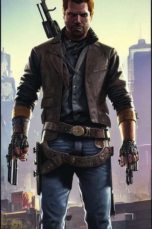 arthur morgan as a blackops assassin. cyberpunk 2077, Stable Diffusion