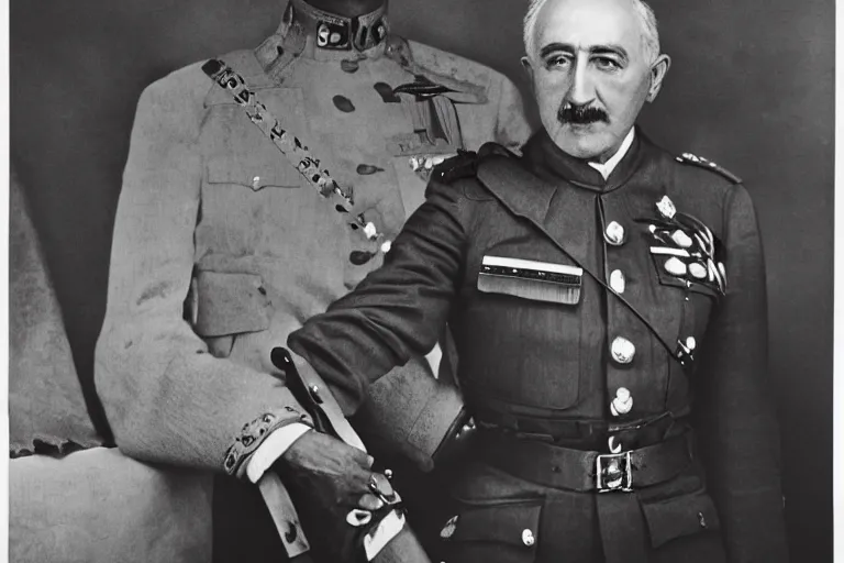 Image similar to portrait of francisco franco, general, army, 1 9 3 7, spain, jose maria diaz casariego, bartolome ros, juan jose serrano, leica