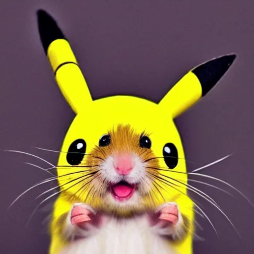 Image similar to a hamster wearing a pikachu hat