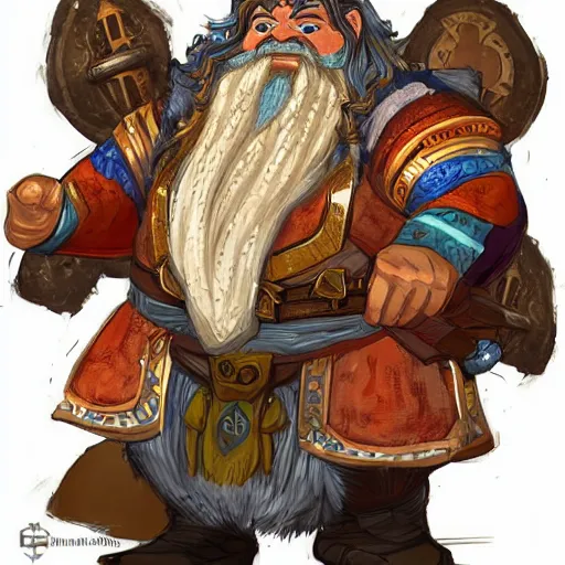 Image similar to dwarven male bard in a tavern, d & d style, trending on artstation, colorful, intricate, art by kev chan