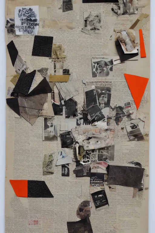 Image similar to an abstract collage artwork made of cut - up shapes on old paper : : organic shapes, newspaper clippings, old photographs, graphical ephemera : : dynamic composition in the style of kurt schwitters