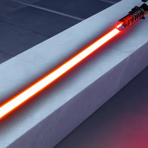 Image similar to photorealistic lightsaber, 8 k hd, good lighting