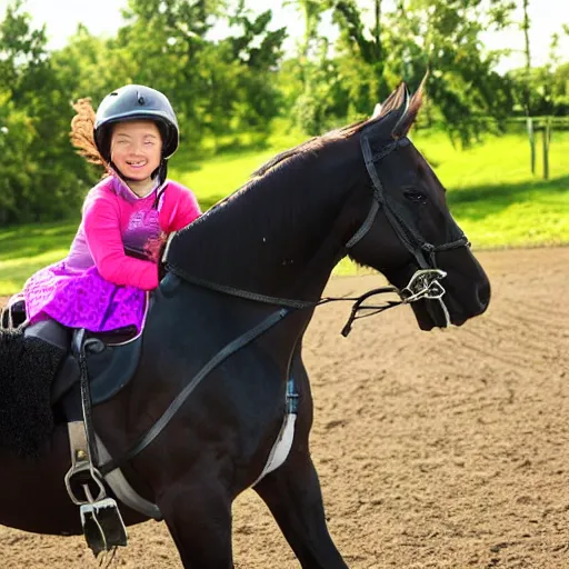 Image similar to 7 year old girl riding on the horse