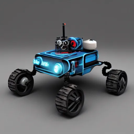 Image similar to small cyberpunk robot rover, 3 d render, post - processing, award winning, detaailed, 8 k