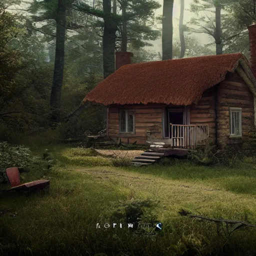 Prompt: Cottage in the Forest, hyperrealistic, detailed, cinematic, photorealism, epic, octane render