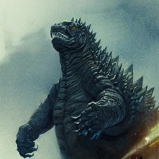 Prompt: a portrait of godzilla by greg rutkowski