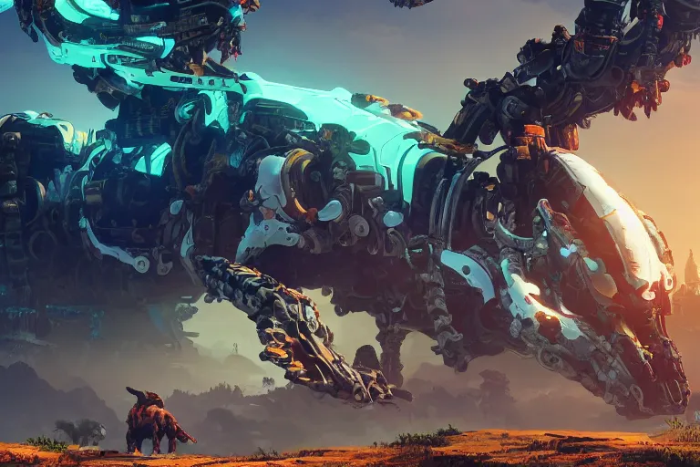 Image similar to shell - walker machine mecanical creature robot of horizon forbidden west horizon zero dawn bioluminiscence global illumination ray tracing hdr fanart arstation by ian pesty and alena aenami artworks in 4 k