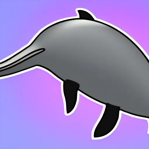 Image similar to An emote of a grey cartoon dolphin doing the ConcernDoge look