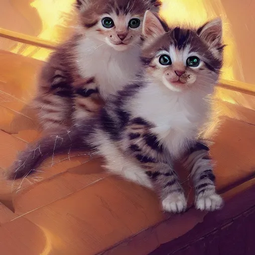Prompt: clear portrait of kittens, adorable appearance!!!, golden hour, happy apearance, cottagecore!!, background hyper detailed, character concept, full body, dynamic pose, intricate, elegant, highly detailed, digital painting, artstation, concept art, smooth, sharp focus, illustration, art by artgerm and greg rutkowski and alphonse mucha