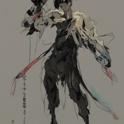 Prompt: after death, only his singing remained in this land, hanafuda concept art trending on artstation by yoji shinkawa, esao andrews, james jean and raoul ruiz
