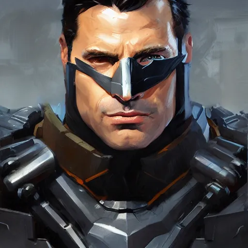 Image similar to greg manchess portrait painting of armored bruce wayne aka batman as overwatch character, medium shot, asymmetrical, profile picture, organic painting, sunny day, matte painting, bold shapes, hard edges, street art, trending on artstation, by huang guangjian and gil elvgren and sachin teng