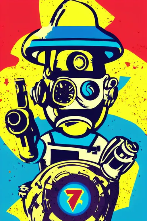 Image similar to fallout 7 6 retro futurist illustration art by butcher billy, sticker, colorful, illustration, highly detailed, simple, smooth and clean vector curves, no jagged lines, vector art, smooth andy warhol style