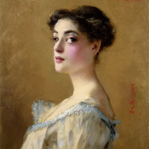 Image similar to a young woman at the ball by alfred stevens