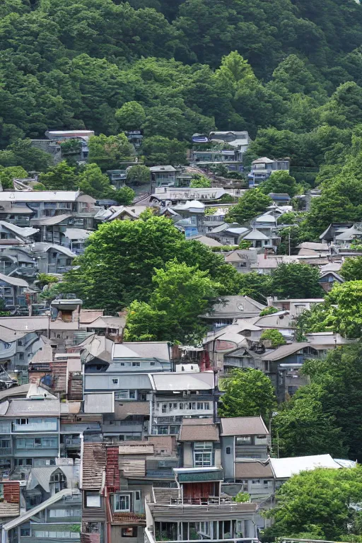 Prompt: View of cottagecore city from balcony of a high up apartment studio ghibli