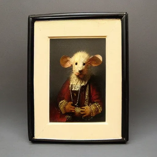 Prompt: mouse painted by rembrandt, rembrandt lighing - n 4