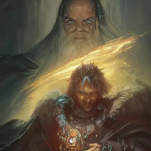 Prompt: The Dark Mage shows hos immense power, fantasy closeup character art by Donato Giancola, Craig Mullins, digital art, trending on artstation