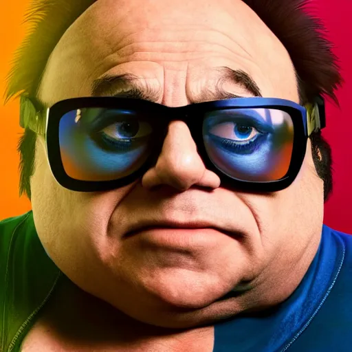 Image similar to Portrait of Danny DeVito as Sonic the Hedgehog, studio lighting, model, HDR, 24MP, trending on artstation